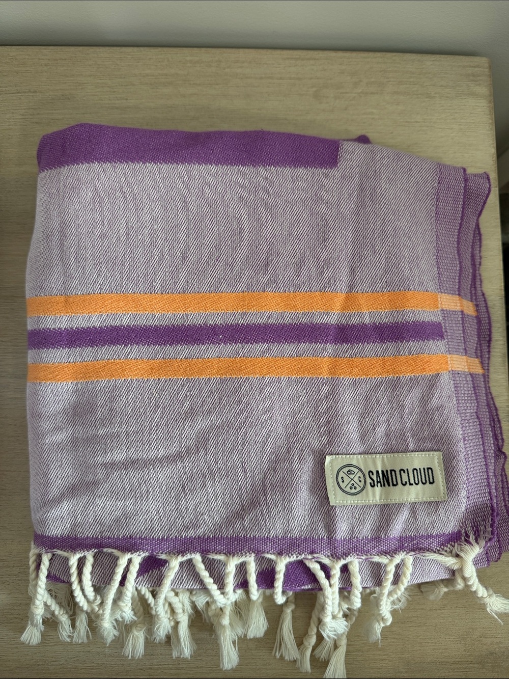 Sand Cloud Turkish Beach Towel Purple Orange Organic Cotton Fringe